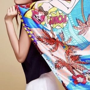 Brand New Asama Design Beach Party shawl scarf 39x39 polkadot pop art aloha